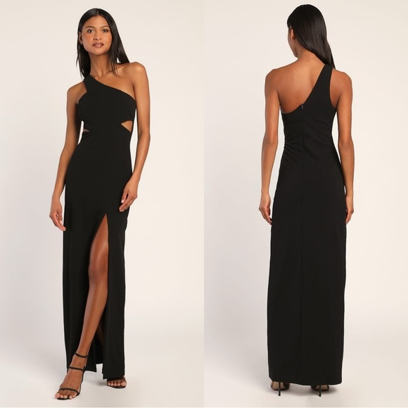 NWOT Lulus‎ Show-Stopping Style Black One-Shoulder Cutout Maxi Dress - Picture 1 of 7